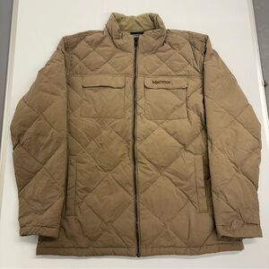 Marmot Fordham Down Jacket Mens XL Tan Beige 700 Fill Puffer Waterproof